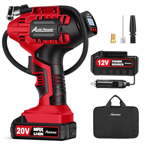 AVID POWER Tire Inflator Portable Air Compressor, 20V Cordless Car