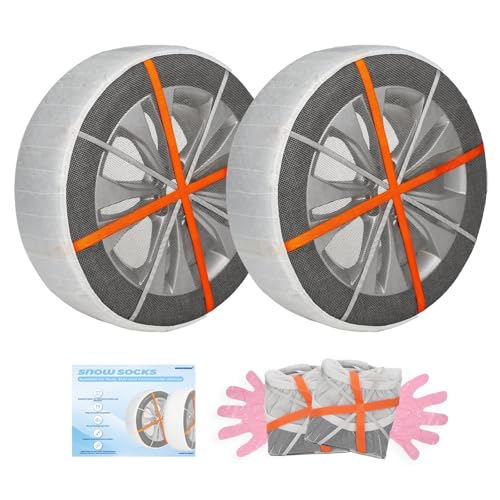 MEASUREMAN Size XL Vehicle Snow Socks for Tires White Anti-Slip