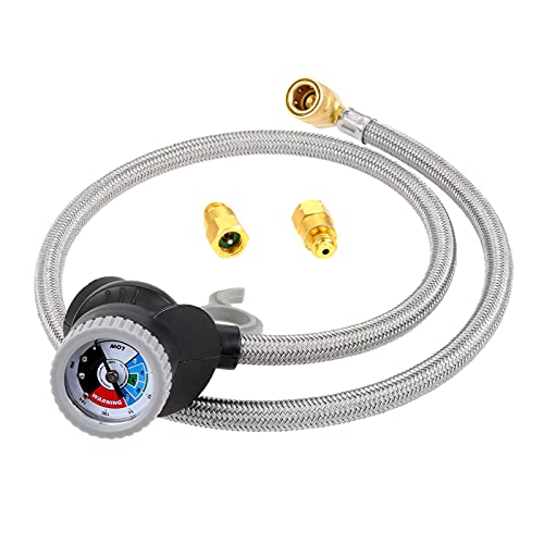 R134A Refrigerant Recharge Hose Kit with Pressure Gauge, 1/2" R134a