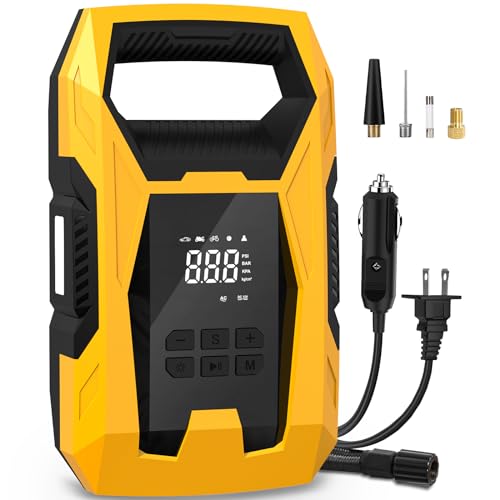 CARSUN AC/DC Tire Inflator Portable Air Compressor, Dual Power for