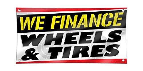 WE Finance Wheels & Tires Banner (2ft X 4ft) Red