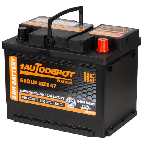1AUTODEPOT BCI Group 47 Car Battery, 12V 60Ah Size H5