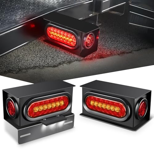 Nilight 2 PCS Steel Trailer Light Boxes Housing Kit 3LED